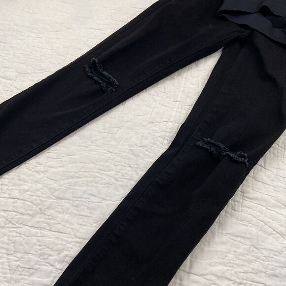 Blanqi Maternity Black High-Waisted Jeans with Distressed Knees size 6 - Picture 7 of 9